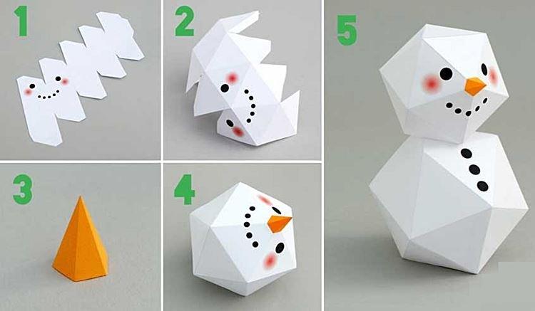 DIY volumetrický papierový snehuliak DIY volumetrický papierový snehuliak