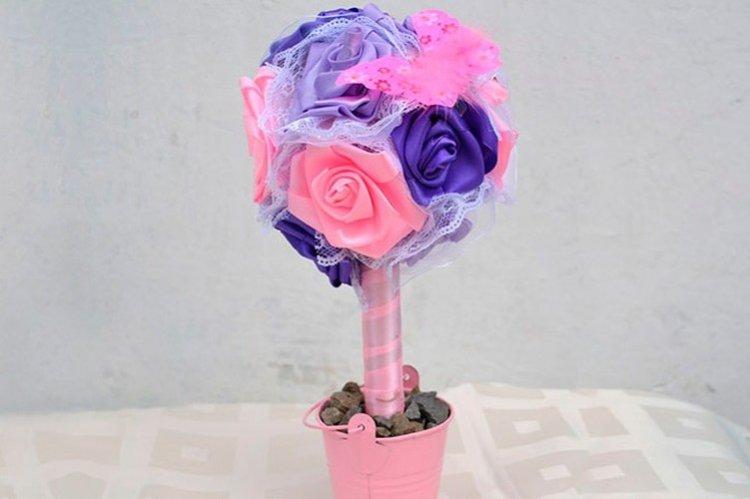 DIY saténová stužka topiary DIY saténová stužka topiary