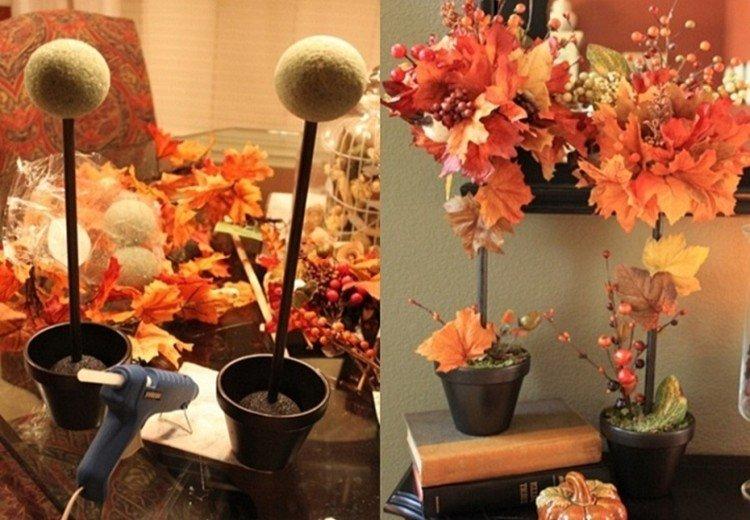 DIY topiary z jesenných listov a sušených kvetov DIY topiary z jesenných listov a sušených kvetov