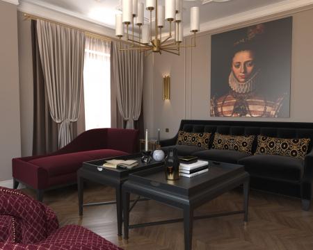 Design project of an apartment In the footsteps of the Renaissance