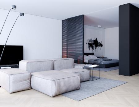 Interior Black studio apartment