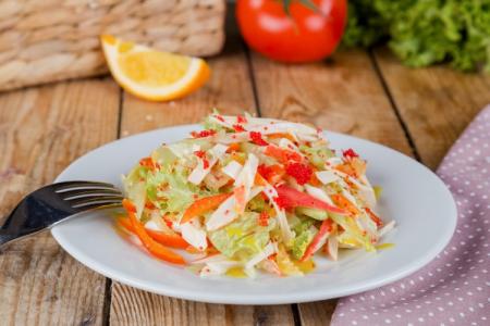 15 simple salads with crab sticks and cabbage